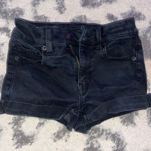 american eagle black jean shorts